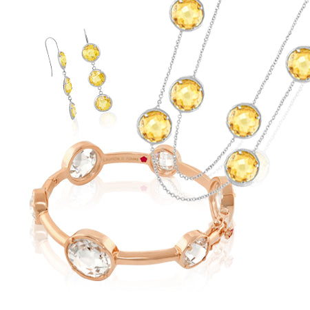 Long crystal chain wrap and layering necklaces for women in gold and silver at Lauren G Adams