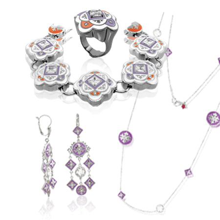 Asian-inspired ornate gold jewelry for women – intricate carved necklaces earrings and bracelets at Lauren G Adams