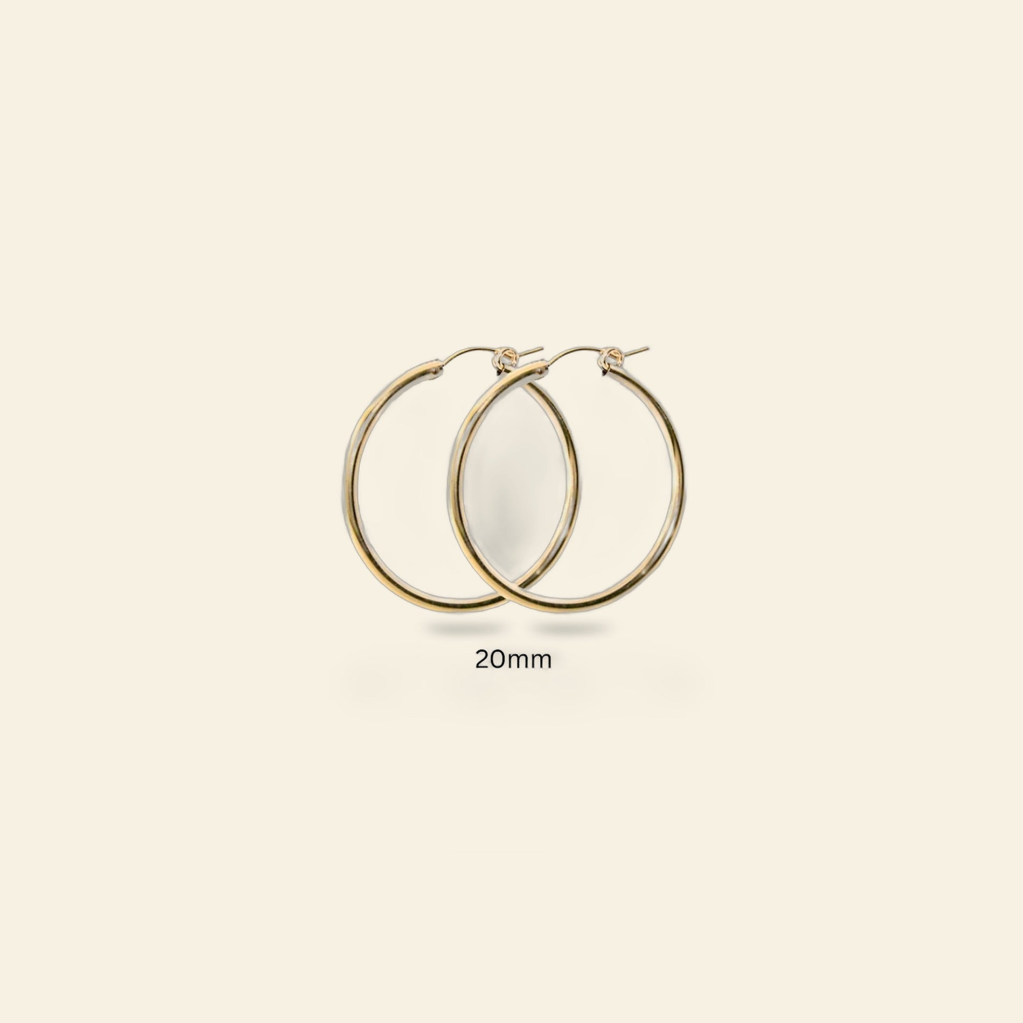 14K Gold Filled 20mm Round Hoop Earrings for Women