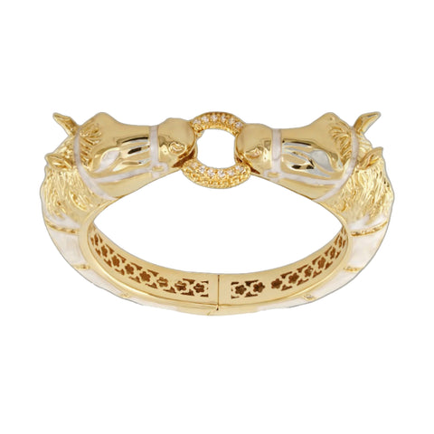 Equestrian Horse Bangle — Pavé Circle