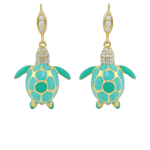 18K Gold Sea Turtle Earrings