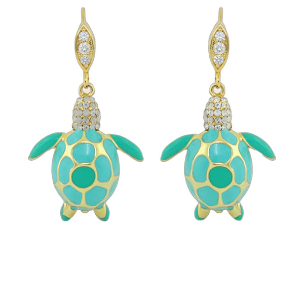 18K Gold Sea Turtle Earrings