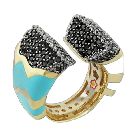 Earth Wind and Fire Ring — Wave Pavé Tips