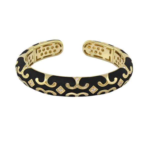 Enamel Engagement — Scroll Cuff