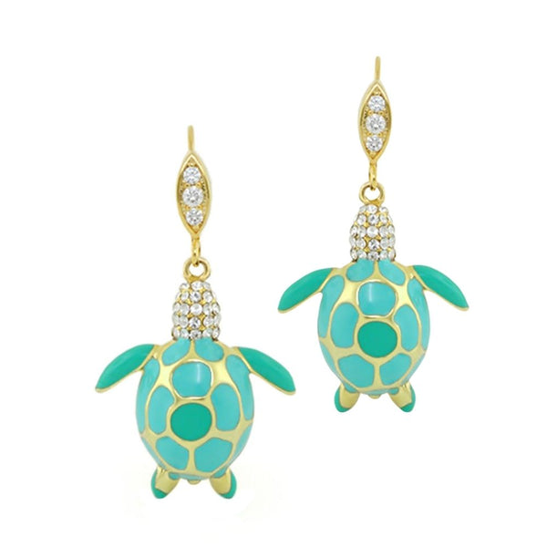 18K Gold Sea Turtle Earrings