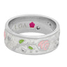 Daisy Love Band Ring in beige enamel on a rhodium-plated brass band