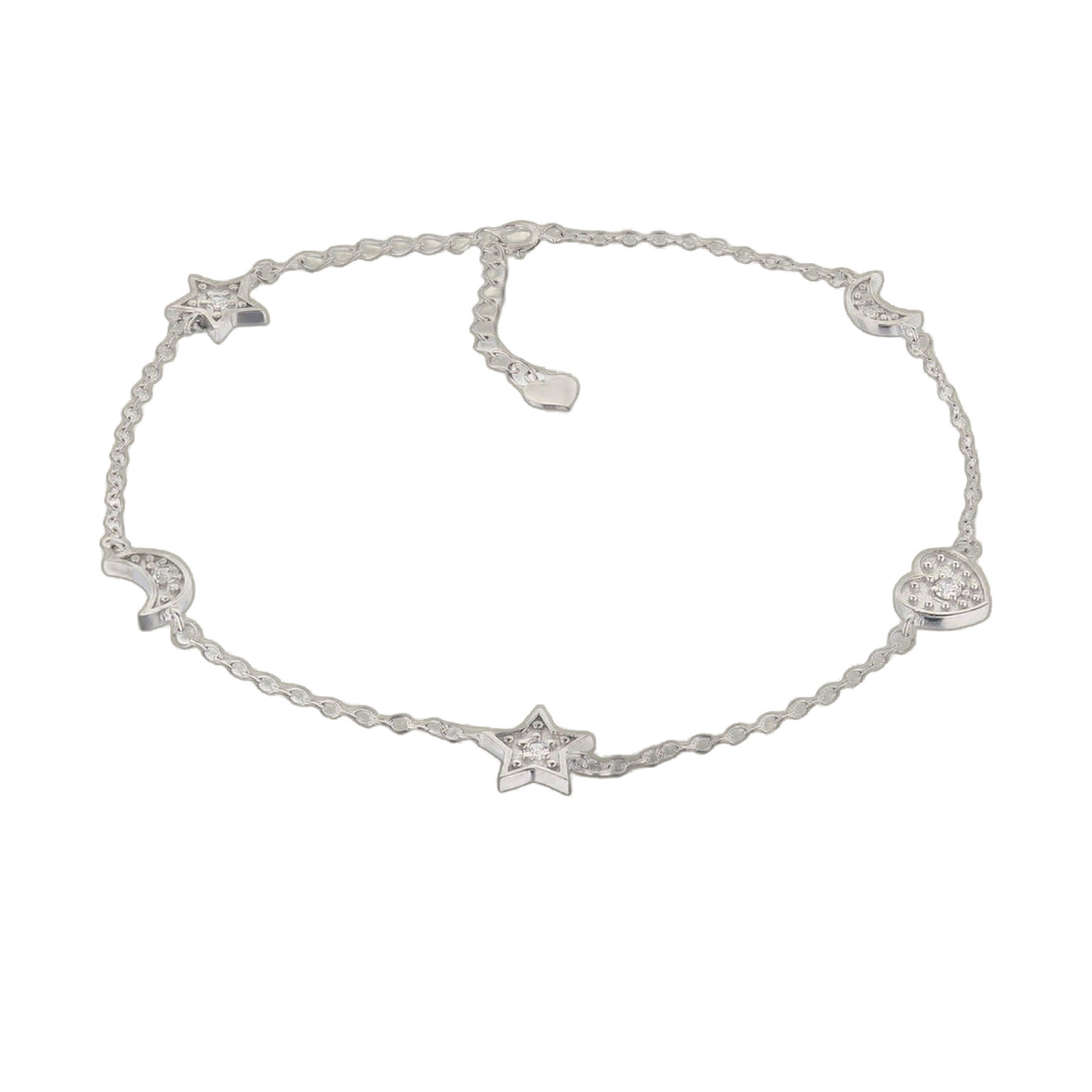 Moon Stars and Heart Anklet