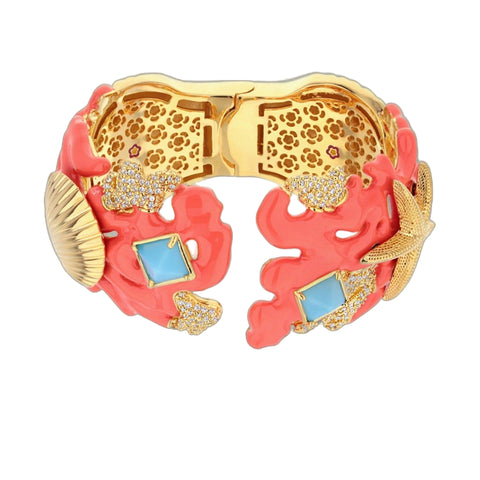 Pretty Little Things Coral Bangle — Shell & Starfish Cuff
