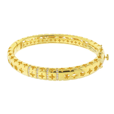 18k gold-plated brass Tic Tac stackable bangle with cubic zirconia accents