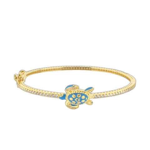 Eau Turtle Bangle — Petite Pavé Band