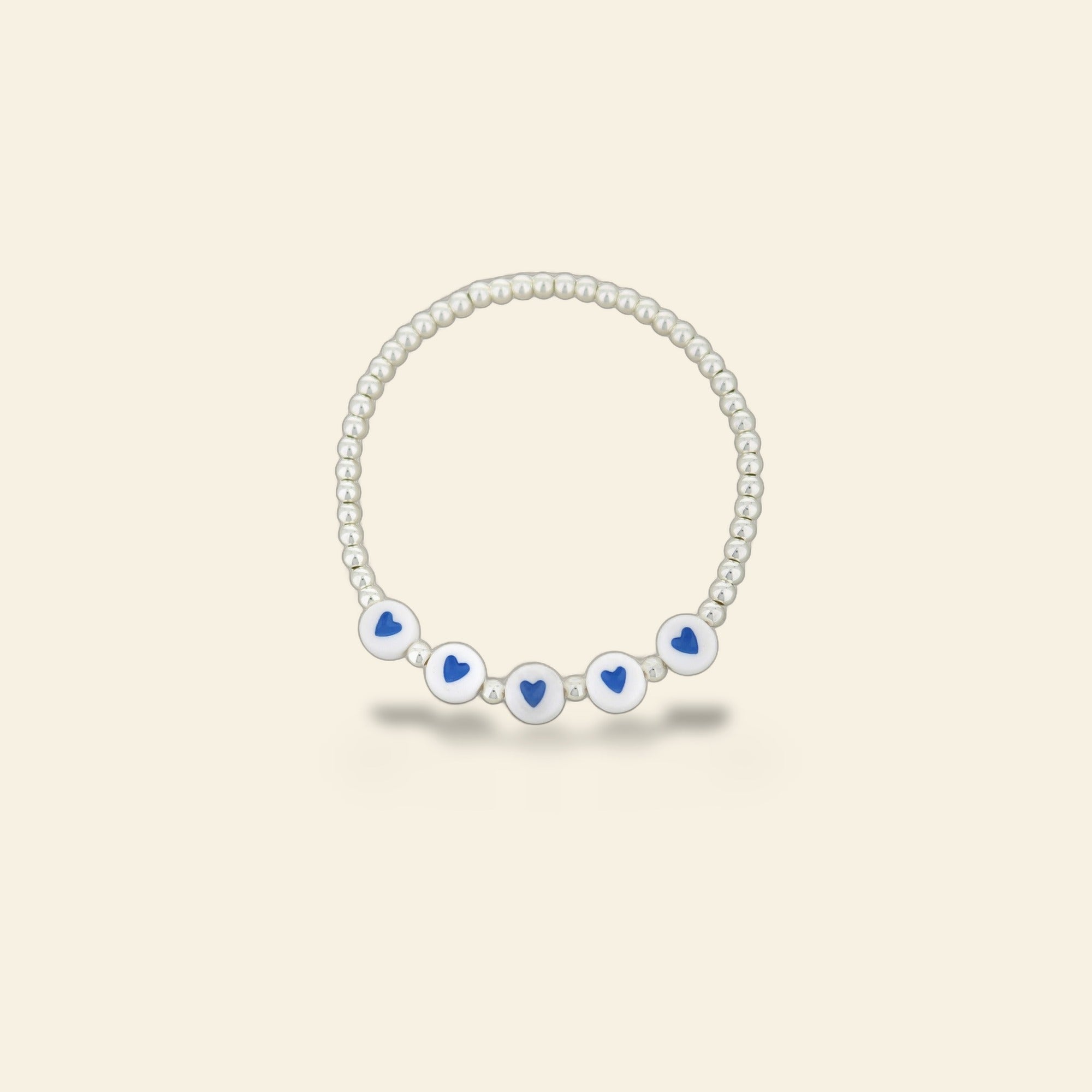 Lorelai Hearts Silver 3mm Beads Bracelet