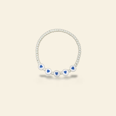 Lorelai Hearts Silver 3mm Beads Bracelet