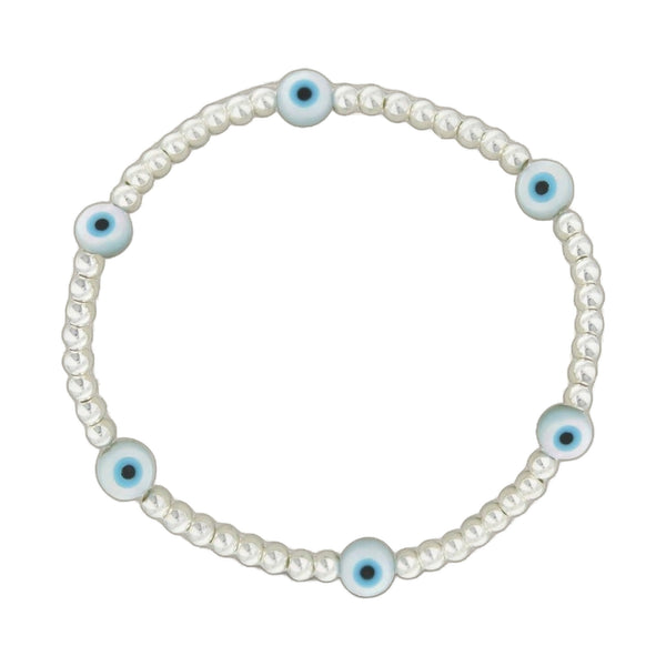 Lorelai Evil Eye Silver 3mm Beads Bracelet