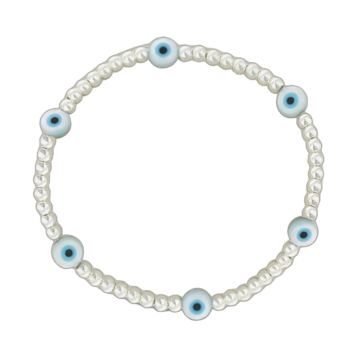 Lorelai Evil Eye Silver 3mm Beads Bracelet