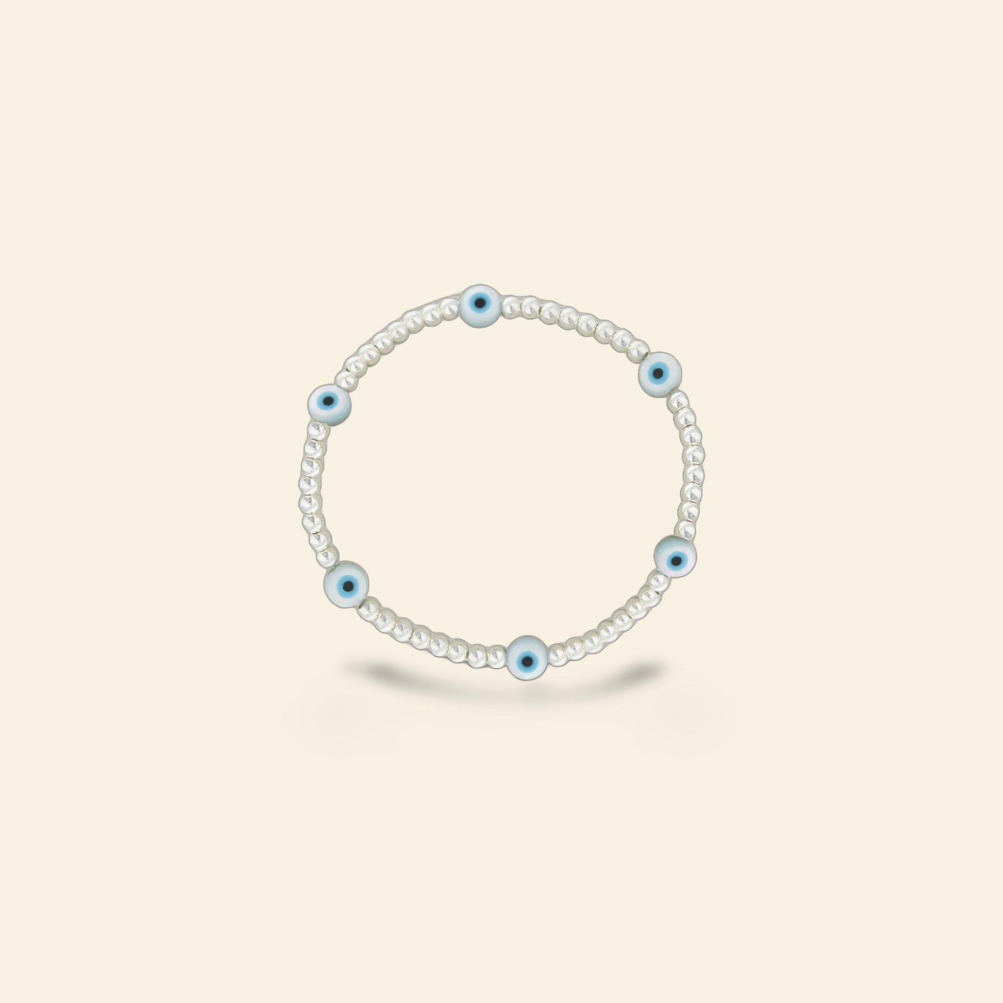 Lorelai Evil Eye Silver 3mm Beads Bracelet