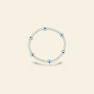 Lorelai Evil Eye Silver 3mm Beads Bracelet