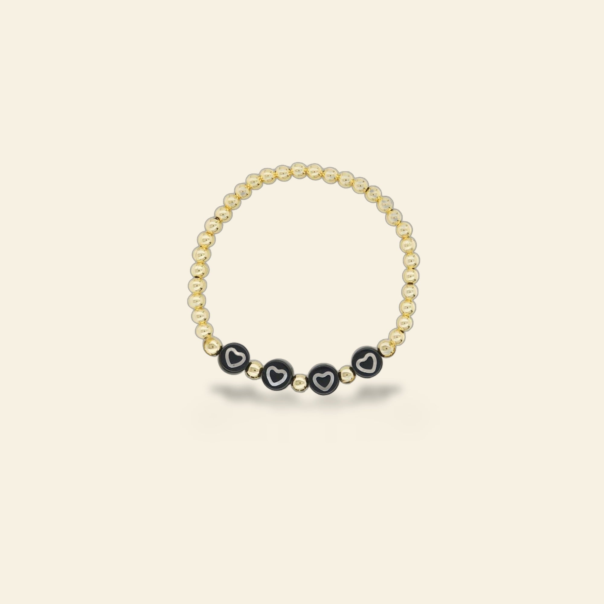 Lorelai Hearts 14k Gold Filled 4mm Beads Bracelet