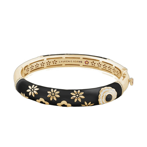 Eau Turtle Bangle — Wide Flower Hinge