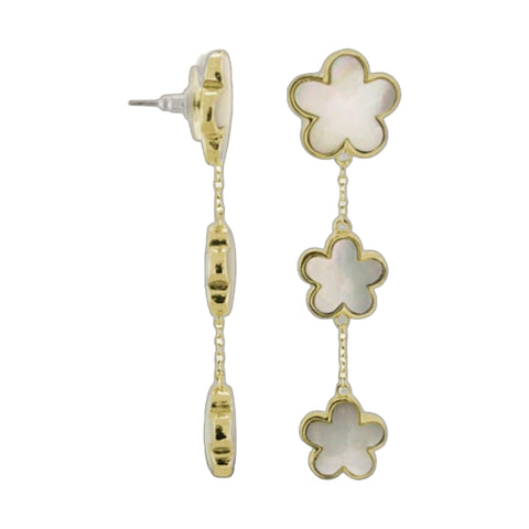 Daisy Love Earrings — Triple Flower Drop