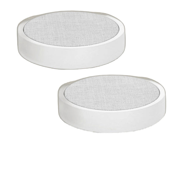 Round Jewelry Display Gray Linen and White Mdf Base - Set