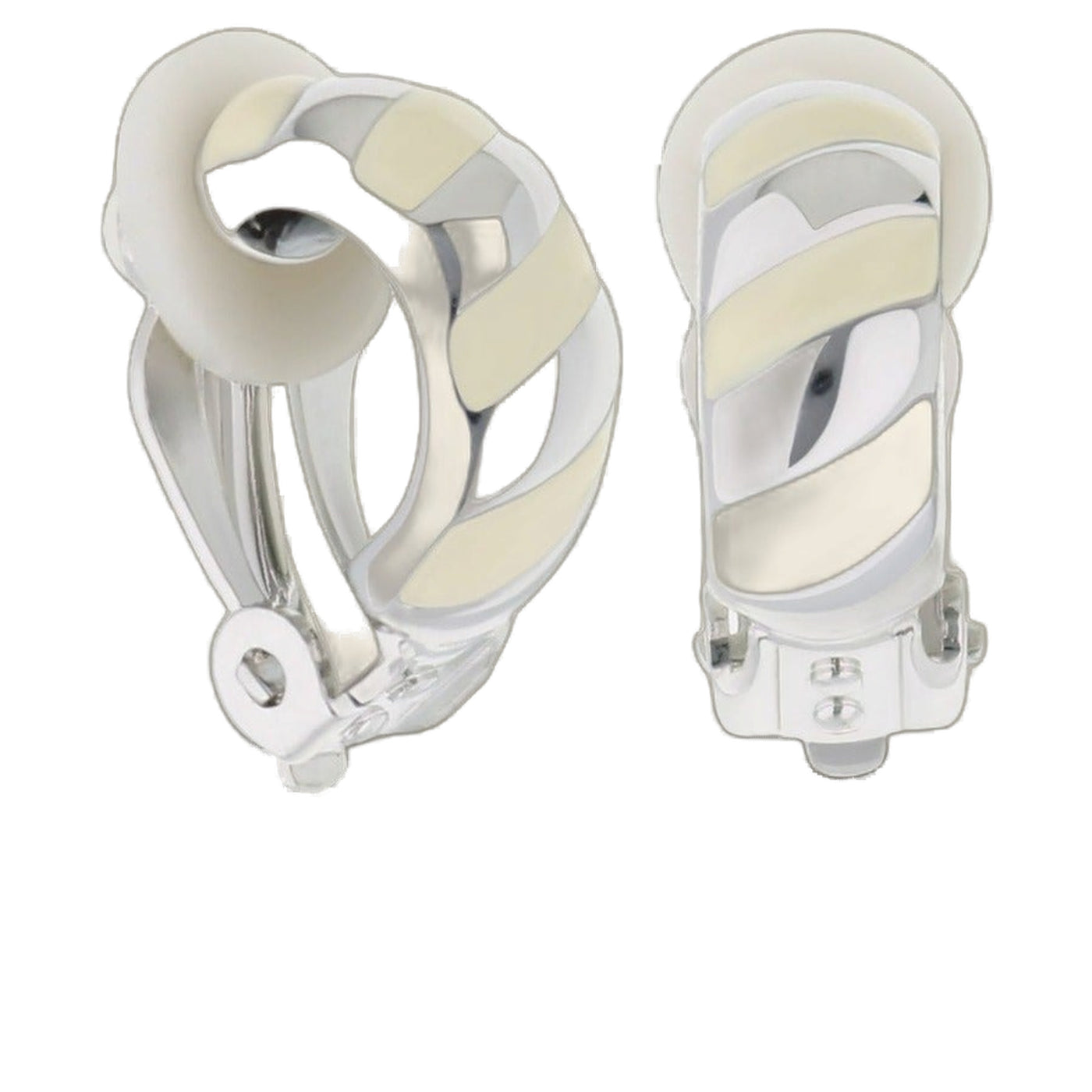 Clip-On Enamel Striped Earrings