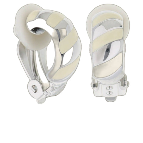 Clip-On Enamel Striped Earrings