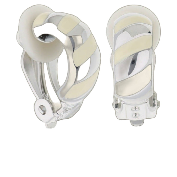 Clip-On Enamel Striped Earrings