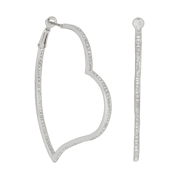 Pave Heart Hoop Earrings