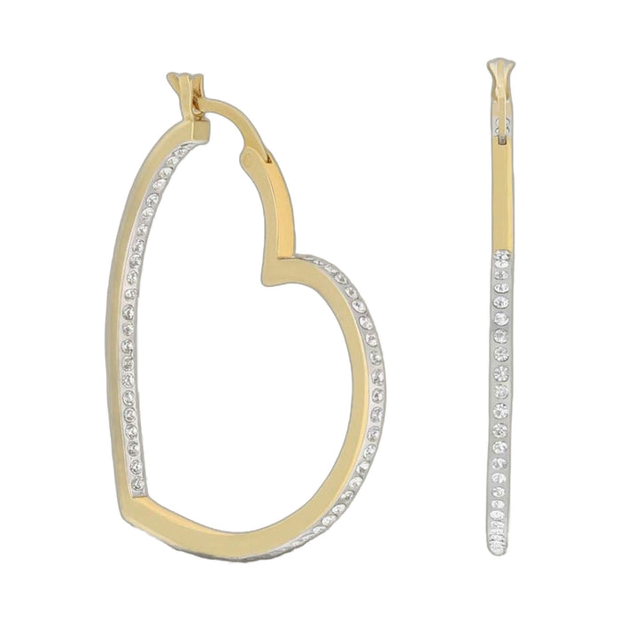 Pave Heart Hoop Earrings