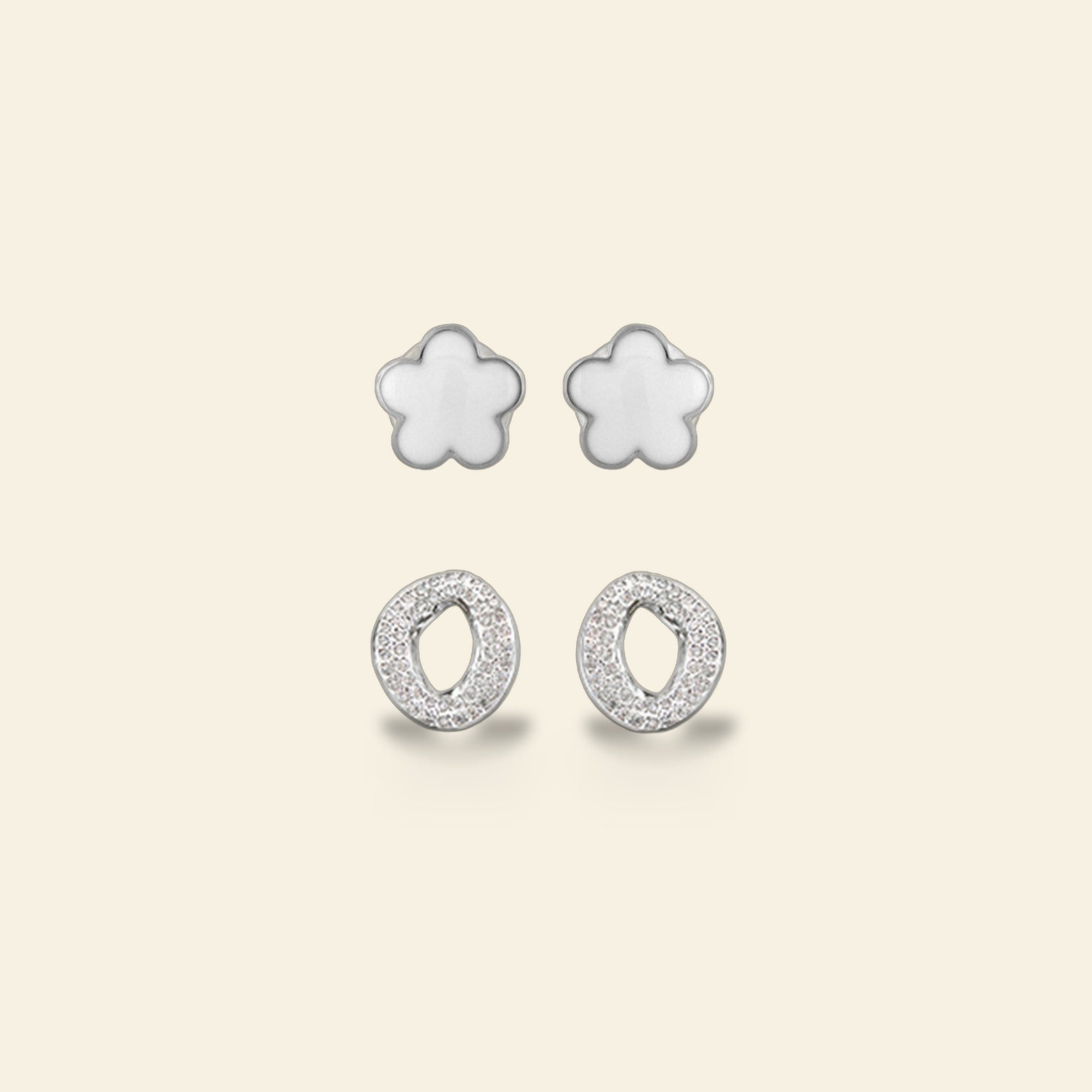 Enamel Flower Earrings Set