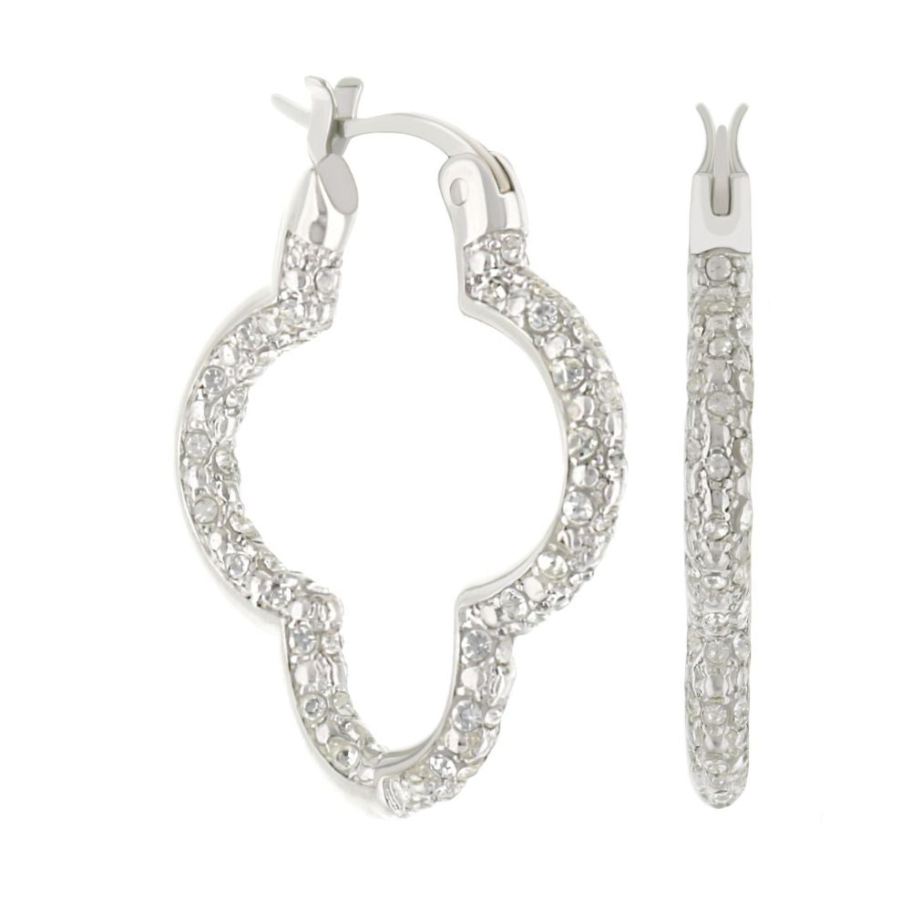 Clover Pave Hoop Earrings