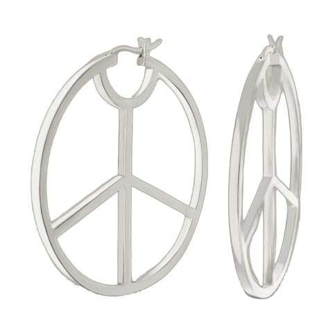 Pave Peace Hoop Earrings — Polished