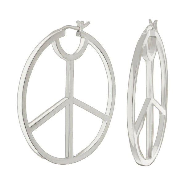 Pave Peace Hoop Earrings
