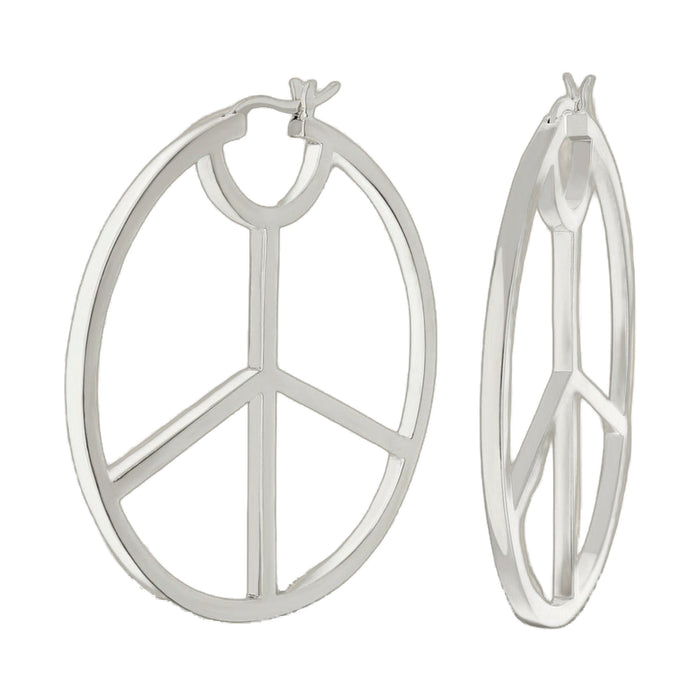 Pave Peace Hoop Earrings