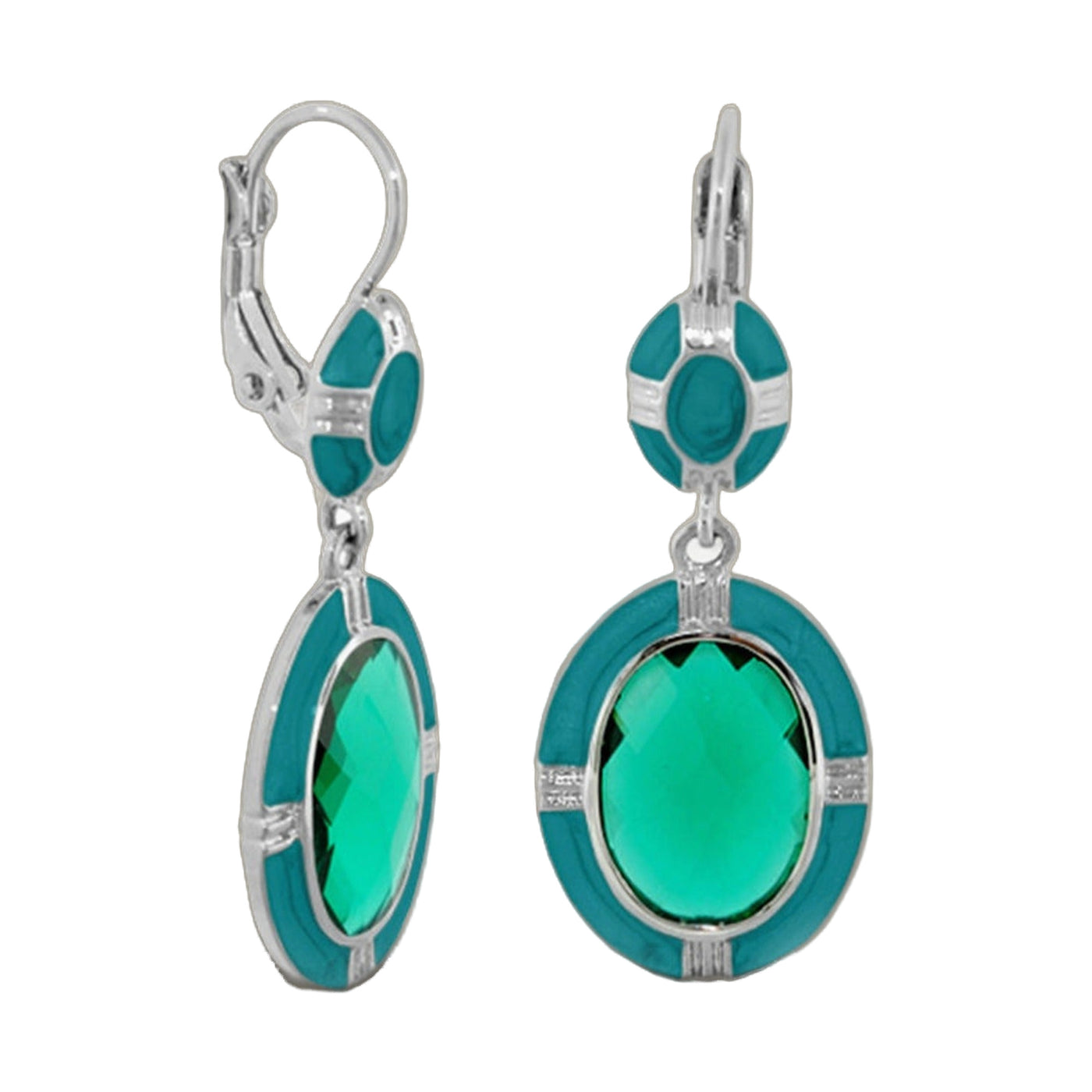 Prince Charming Earrings — Enamel-Framed Oval Leverback