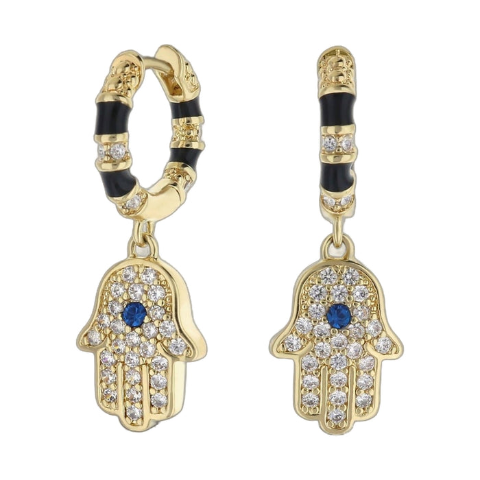 Lucky Hamsa Pave Earrings
