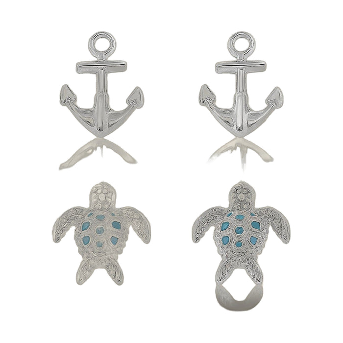 Sydney Leigh Anchor & Turtle Earrings Set of 2