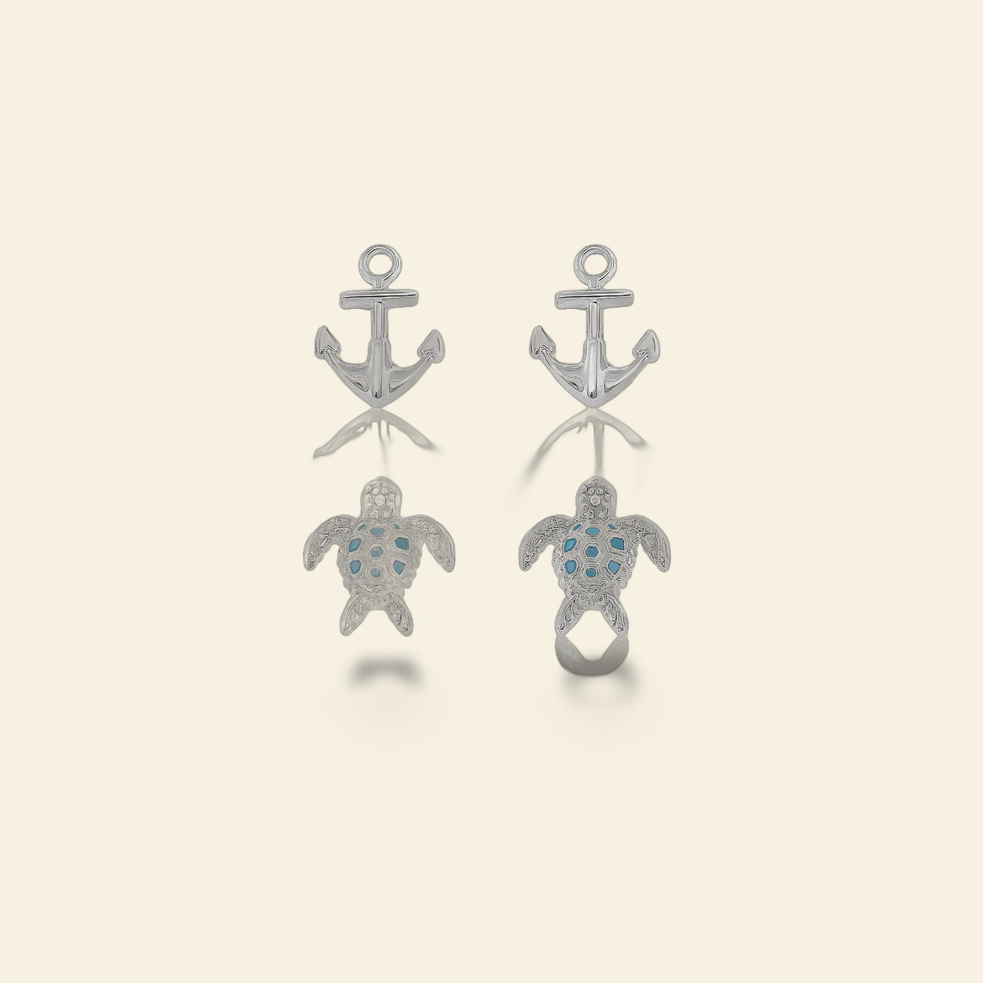Sydney Leigh Anchor & Turtle Earrings Set of 2