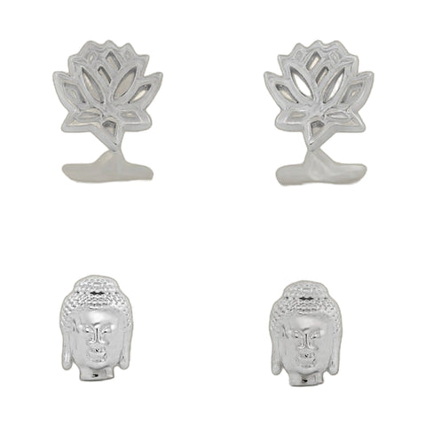 Sydney Leigh Buddha & Lotus Flower Earrings Set of 2