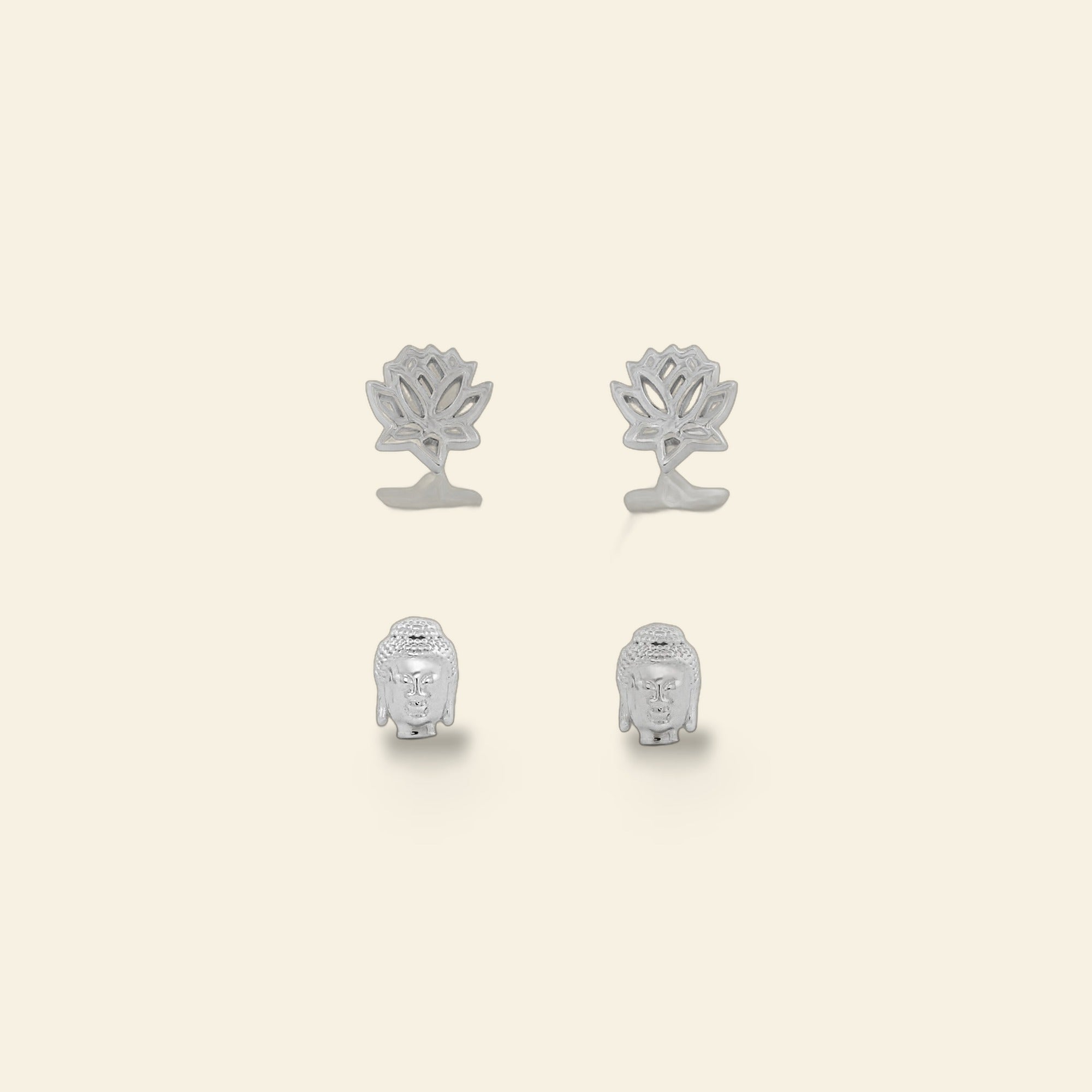 Sydney Leigh Buddah & Lotus Flower Earrings Set of 2