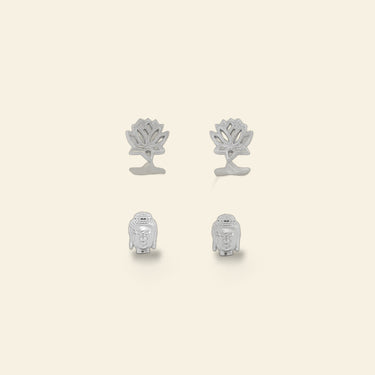 Sydney Leigh Buddah & Lotus Flower Earrings Set of 2
