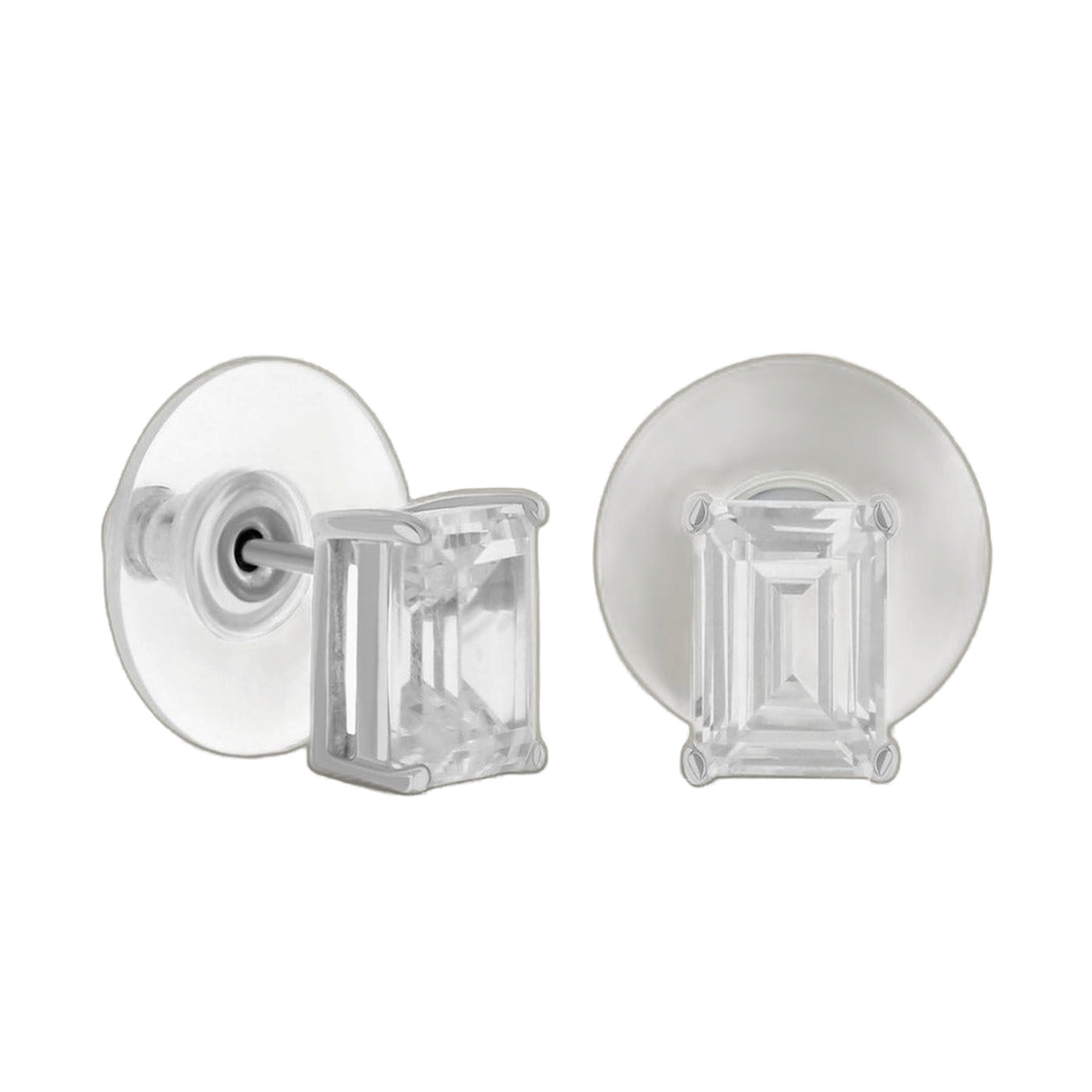 925 Emerald Cut Earrings 2 Ct