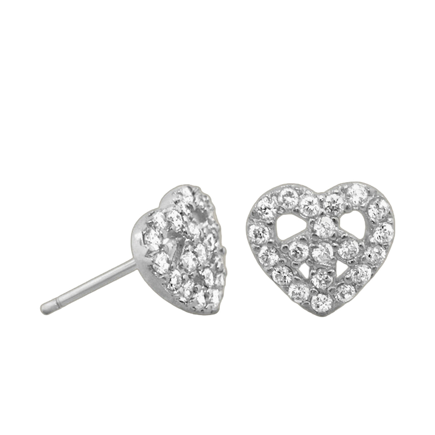 Pave Heart Peace Earrings