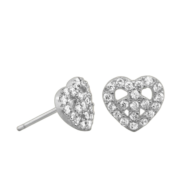Pave Heart Peace Earrings