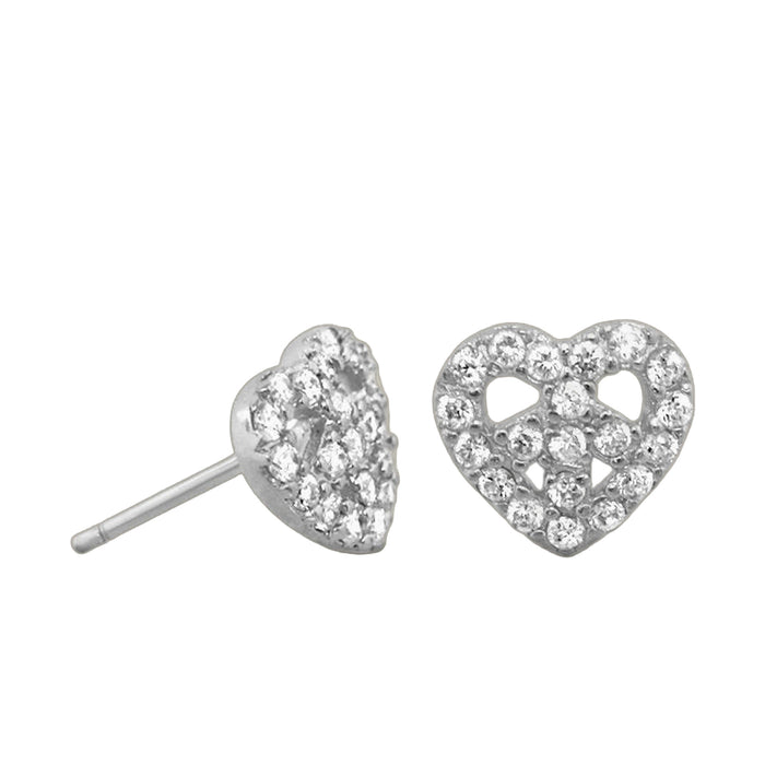 Pave Heart Peace Earrings