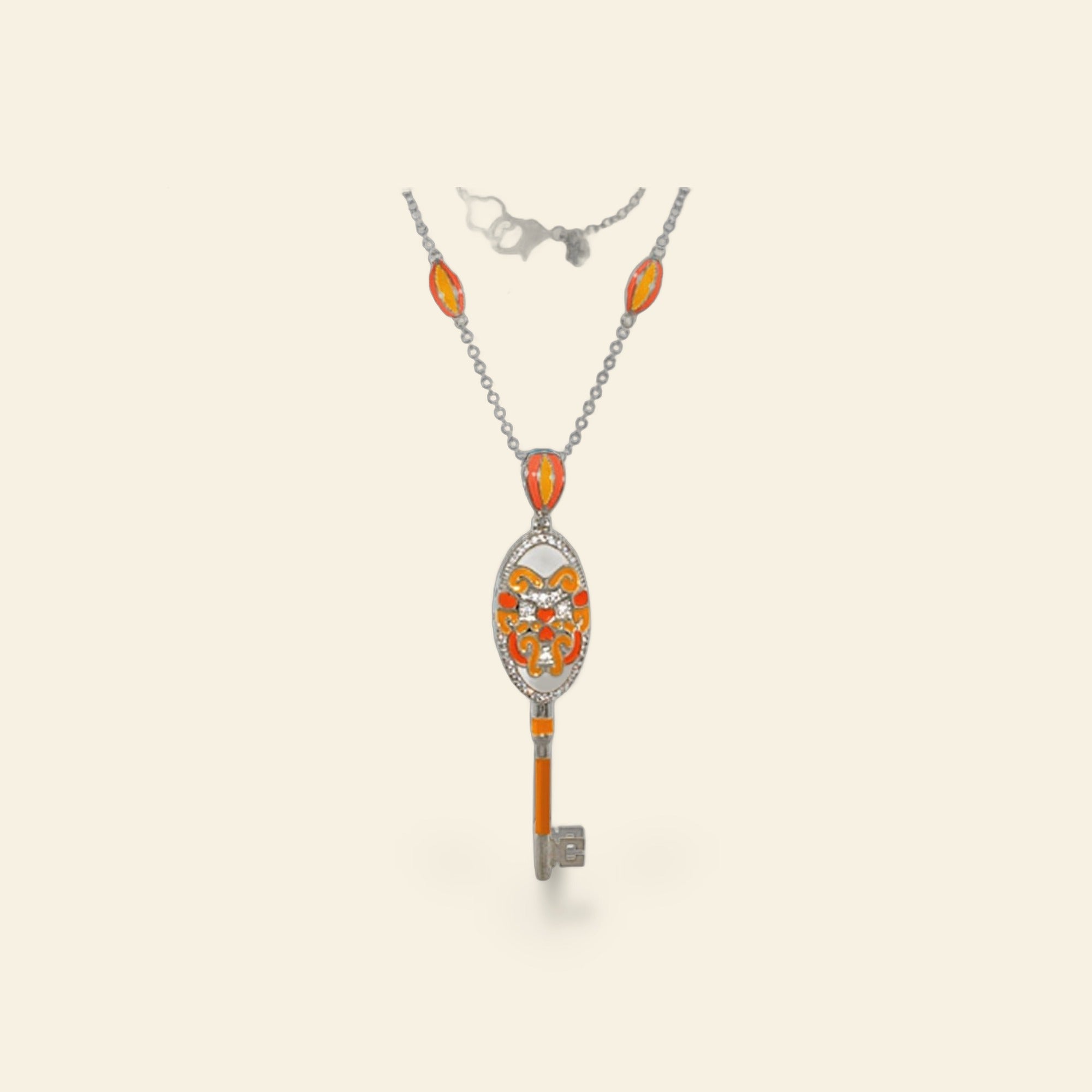 Fun Key Necklace Psychedelic Swirls