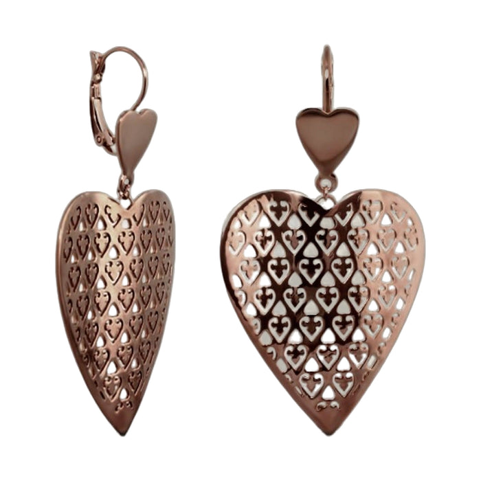 Filigree Heart Chocolate Plated Earrings