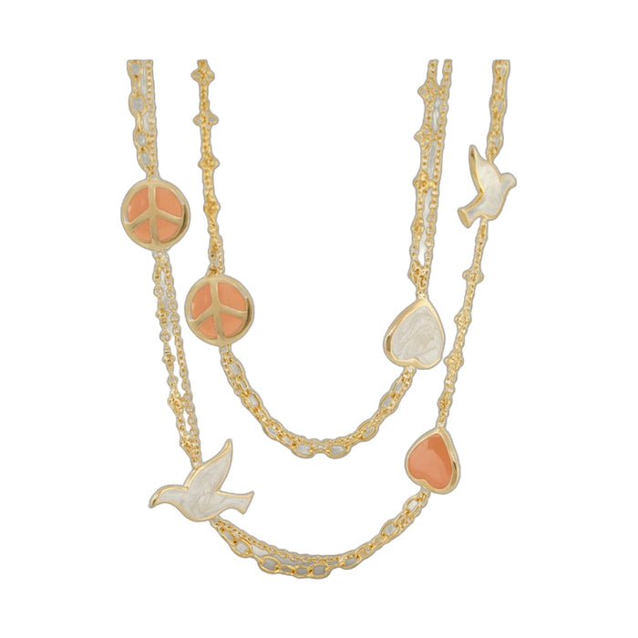 Peace And Dove Double Chain Necklace