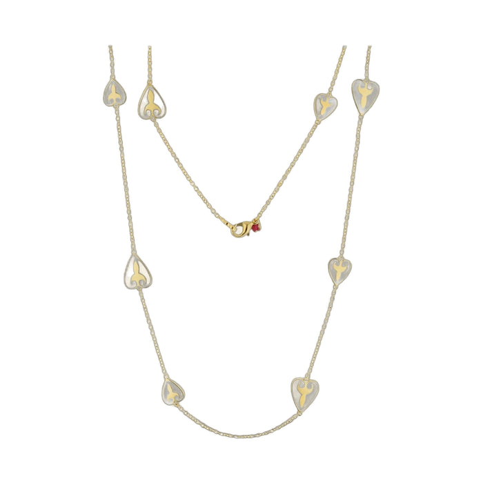 Bows And Hearts Necklace Gold Plated Brass