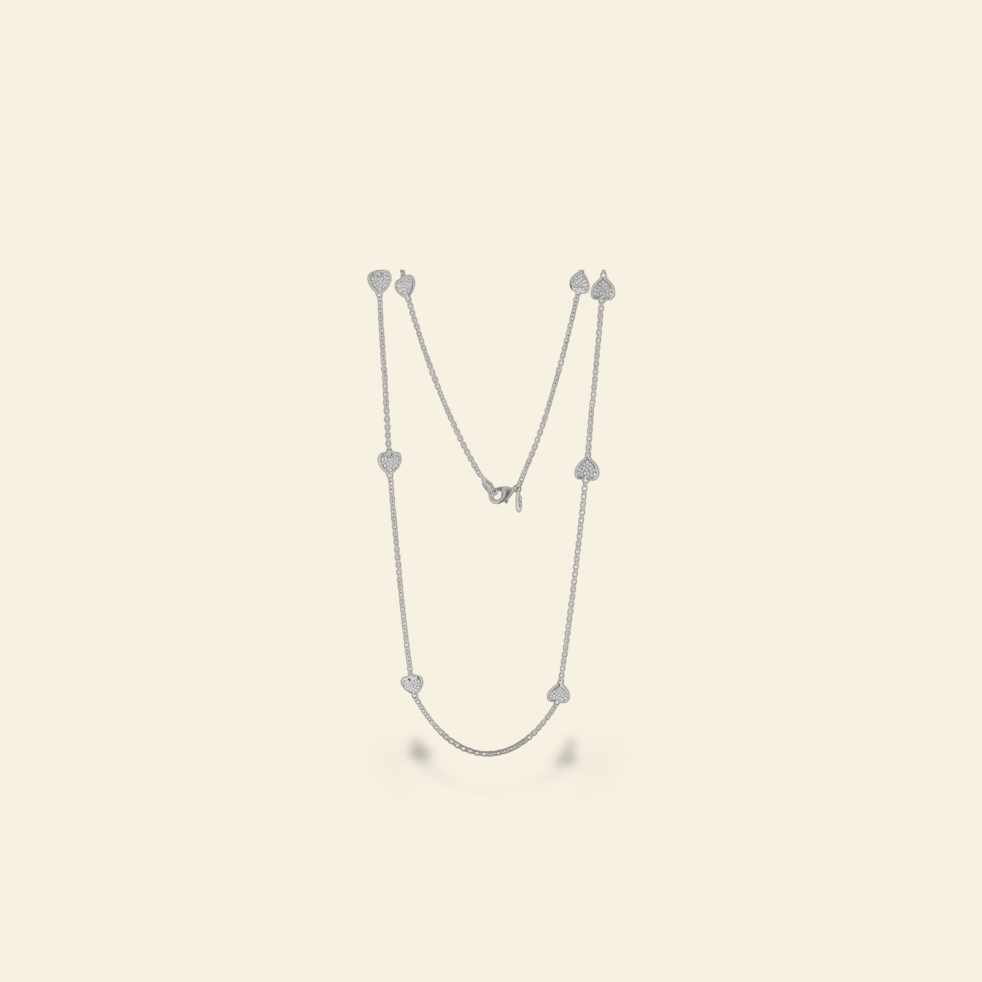 Pave Love Necklace Long 48 Inch Brass Base